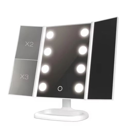 ESPEJO COSMETICO DE TRES LED, MAQILLAJE