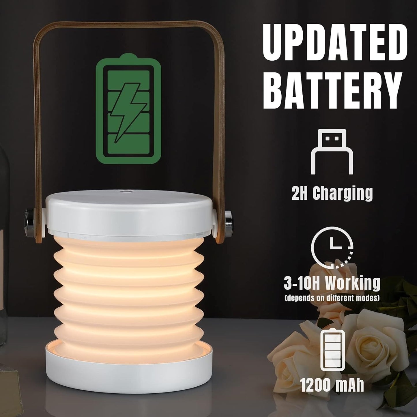 Lampara luz recargable estilo acordeon 
